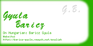 gyula baricz business card